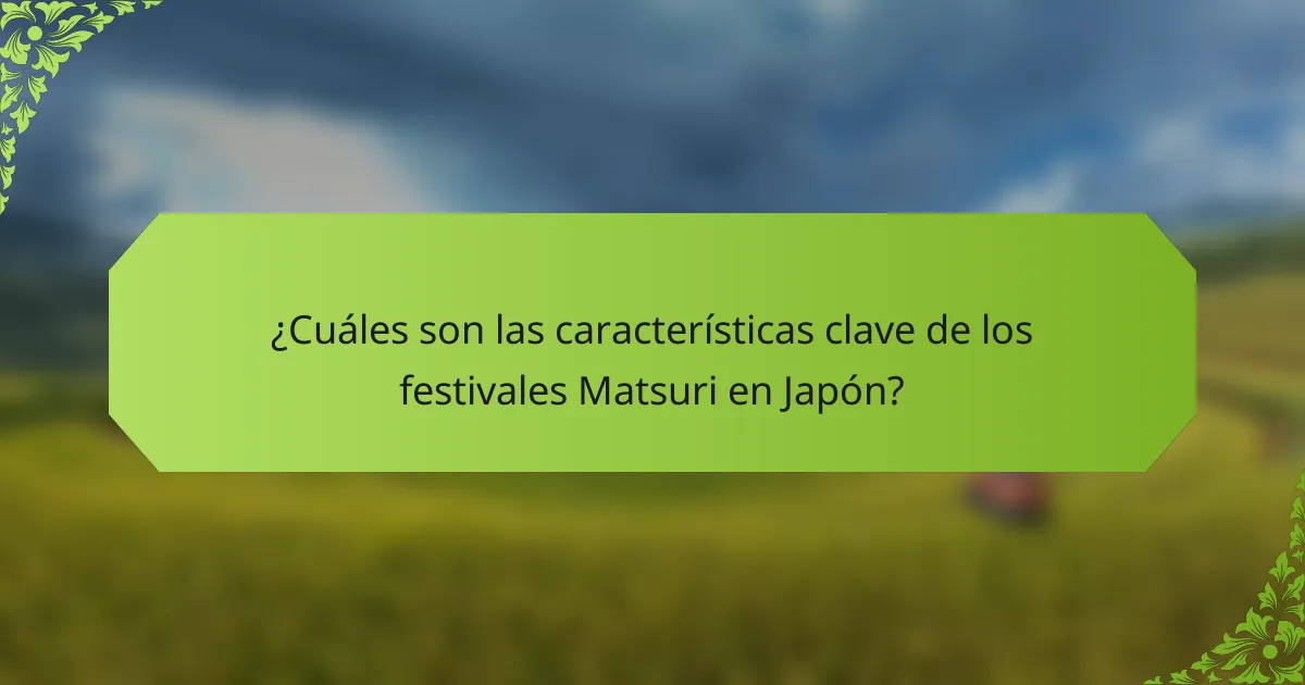 ¿Cuáles son las características clave de los festivales Matsuri en Japón?