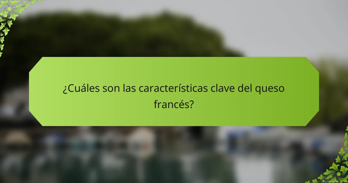 ¿Cuáles son las características clave del queso francés?