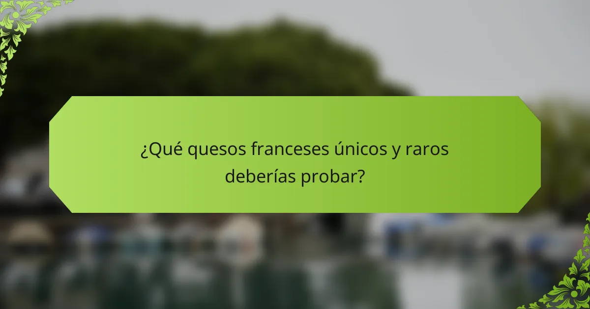 ¿Qué quesos franceses únicos y raros deberías probar?